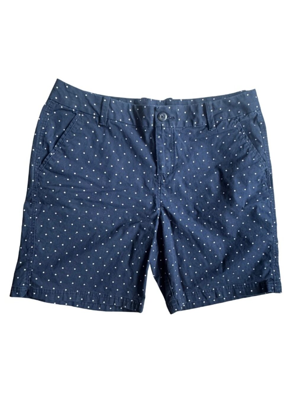 Columbia Navy/White Size 12 Stretch Cotton Polka Dot Shorts Women’s